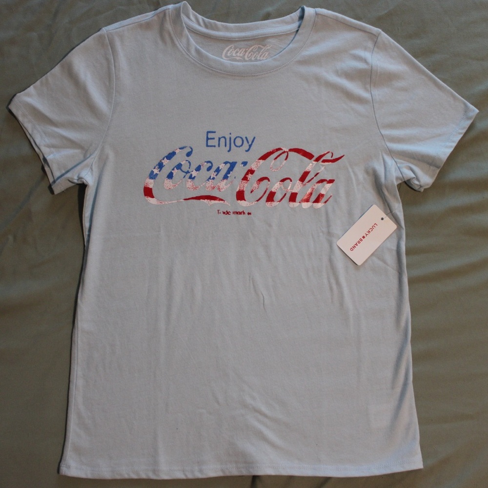 Lucky Brand Coca Cola Short Sleeve T-Shirt Light Blue Size Small Graphic Tee